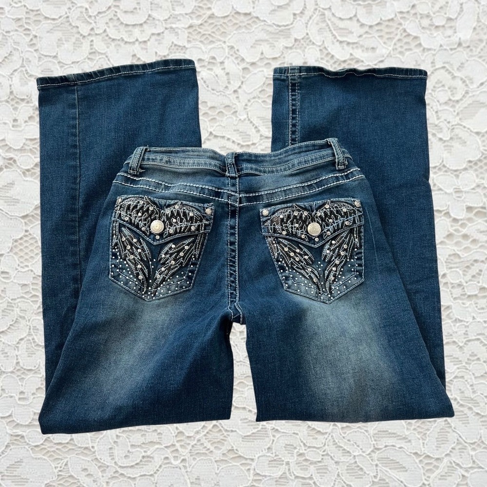 cyber y2k style embellished pocket baggy jeans